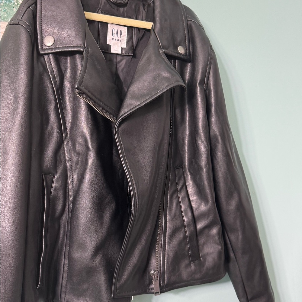 GAP Kids Girls Black Leather Jacket